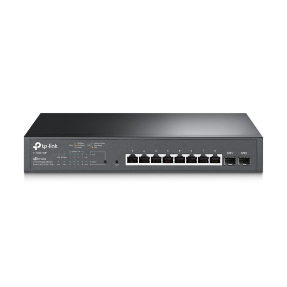 Switch administrable con 8 puertos Gigabit RJ45 PoE y 2 ranuras SFP